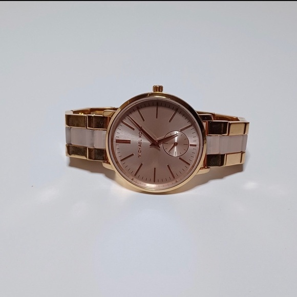 Michael Kors Ladies' Jaryn Rose Gold Tone and Acetate Watch MK3661 - Picture 1 of 8